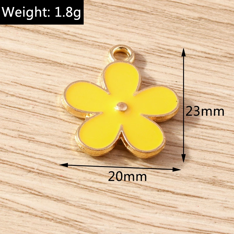 10pcs 20x23mm Fashion Colorful Enamel Flower Charms for Jewelry Making Earrings Pendants Necklace Bracelets DIY Crafts Supplies