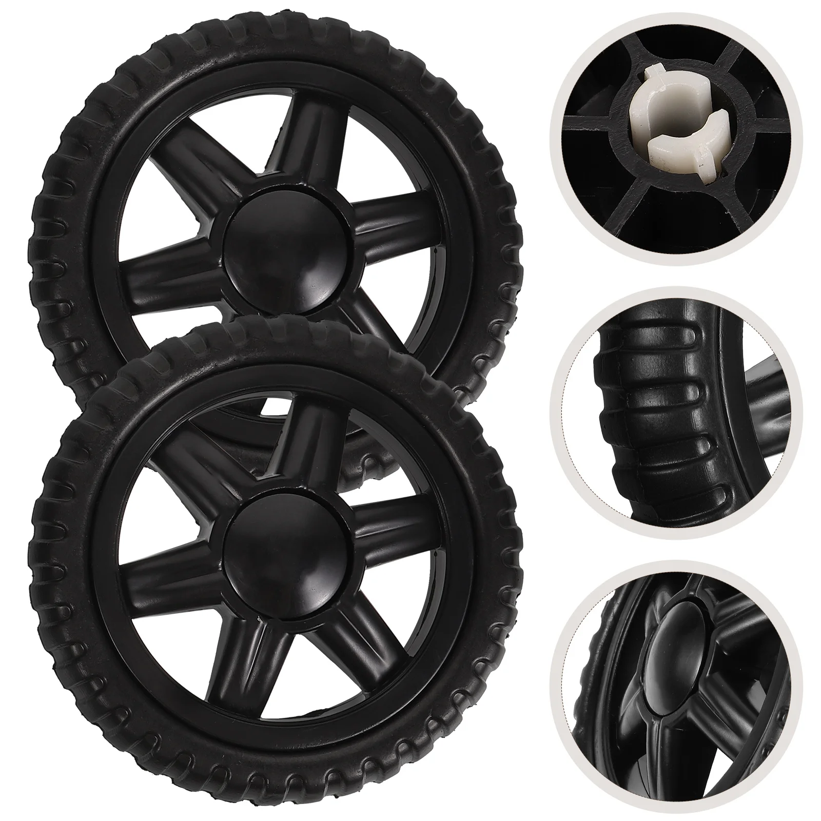 2 Pcs Garbage Can Replacement Wheel Small Pulley Wheels Baby Stroller Shopping Cart Accessories Black Plastic