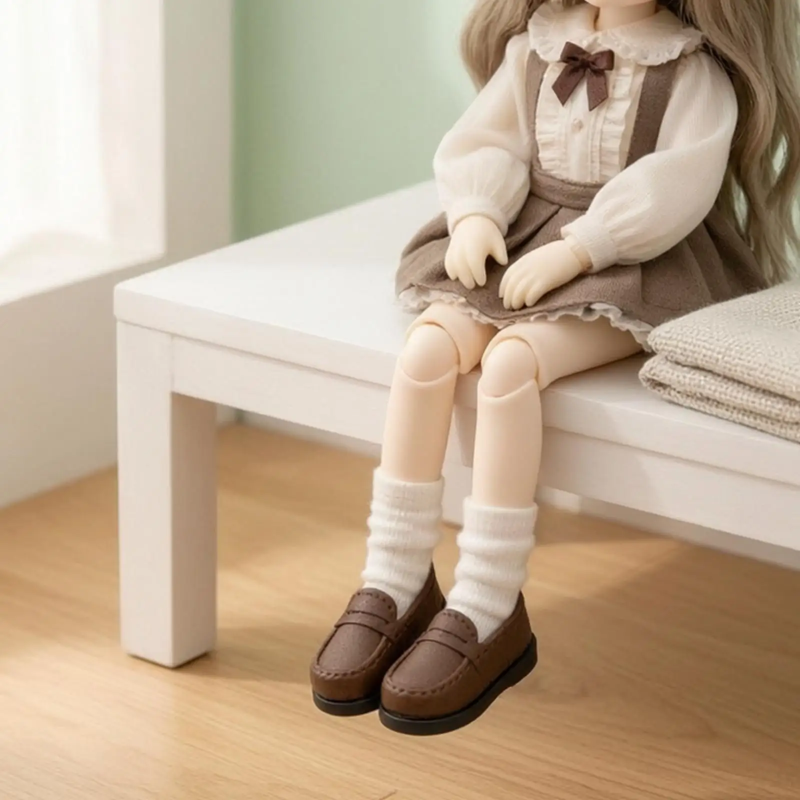 Moc-Toe Doll Loafer Miniature Pull-on Doll Shoe with Decorative Instep Strap Structured