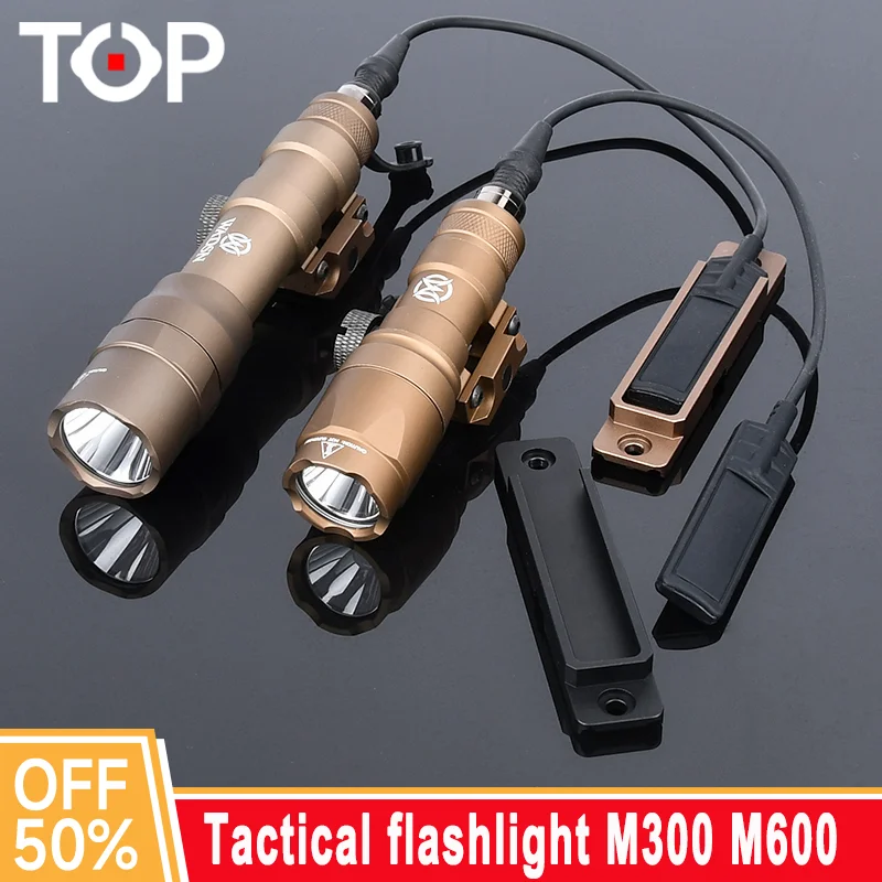 WADSN M300A M600DF Flashlight With Metal Pressure Switch Base Fit M-lok Keymod Rail M300M600 Hunting Accessories