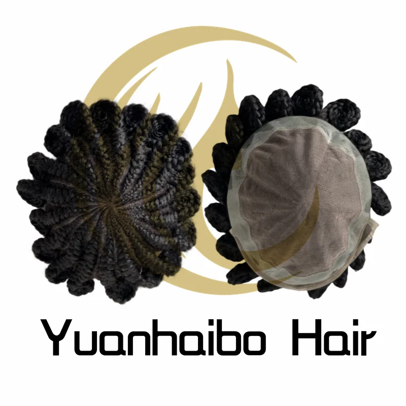 

Indian Virgin Human Hair Replacement #1 JetBlack Cornrow Braids Cake 8x10 VER Toupee Mono Topper Front Lace Unit for Black Woman