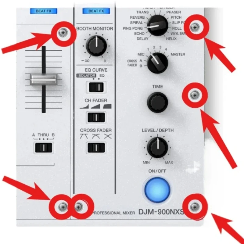 Pioneer DJM Mixer 250MK2 450, S9, S7, S11, 750MK2, 900NXS2, V10, V10LF Dedicated Screws Black and White