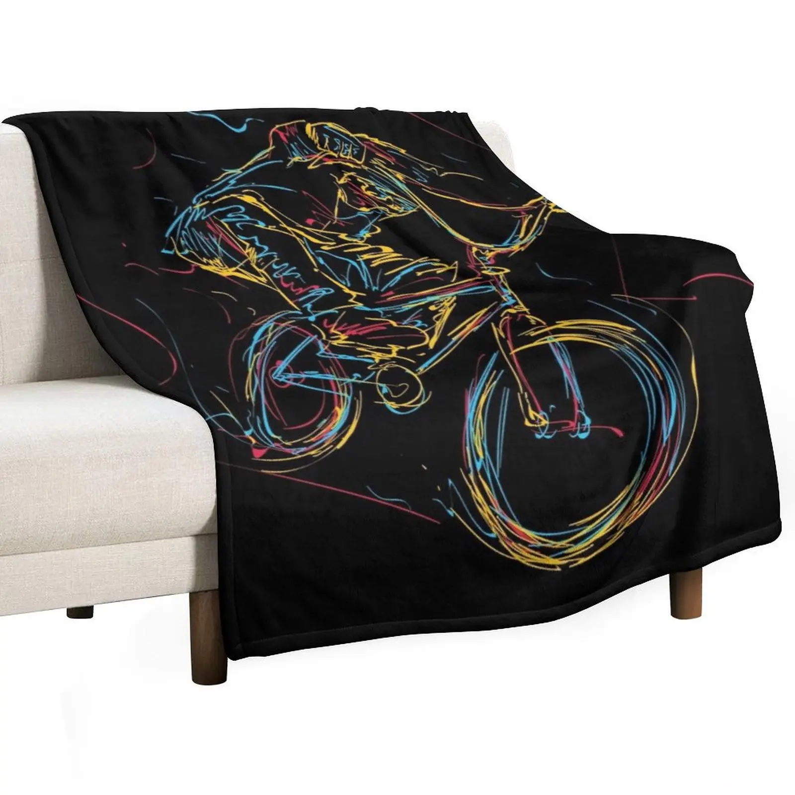 Colorful Extreme BMX Throw Blanket Thermal Plaid on the sofa For Sofa Thin Blankets