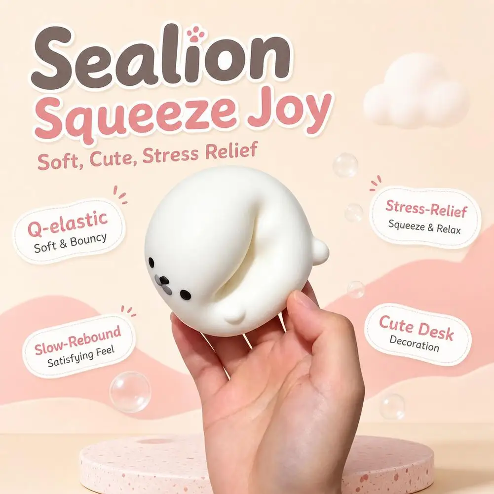 Cute Seal Soft Slow Rebound Squeeze Series Maltose Squishy Squeeze Stress Relief Tool Christmas Halloween Birthday Party Gifts