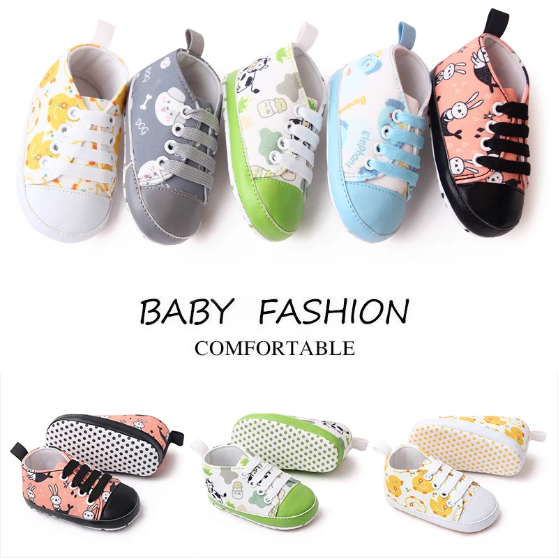 Baby Canvas Shoes for Boys and Girls Cute Animal Printed Soft Cotton Sole Spring and Autumn Casual Shoes