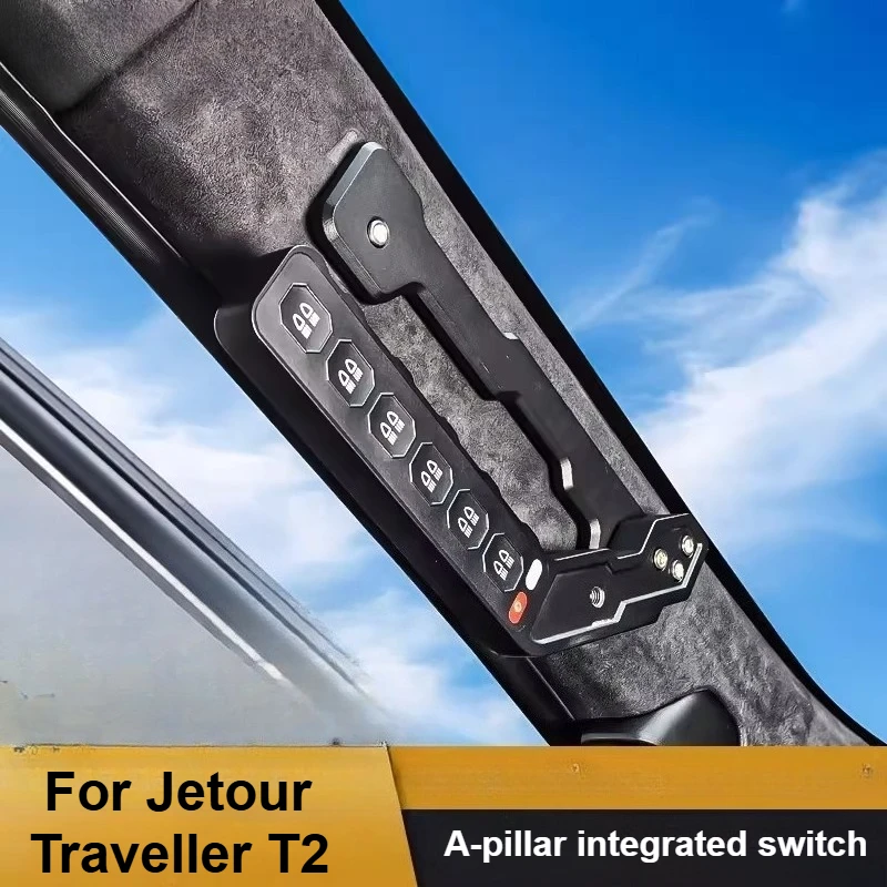 for Jetour T2 / Traveller 2023-2026 Car A Pillar Handle Switch 6 Gang Integrated Wireless Remote Handle Panel Modified Accessory