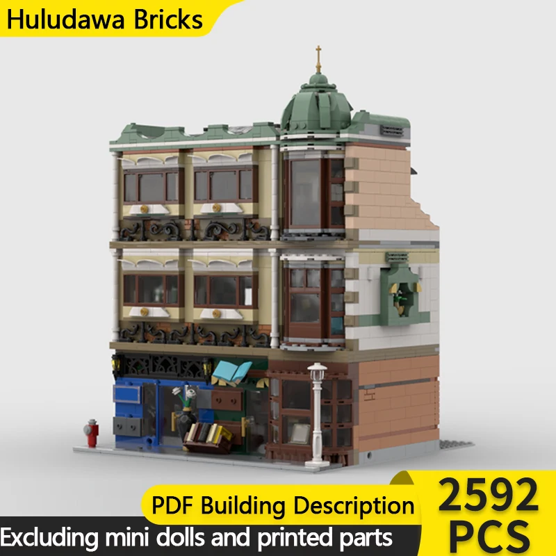 

Модель City Street View MOC, строительные кирпичи, книжный магазин и художественное кафе, модульная технология, детские праздничные подарки, сборка игрушек, костюм