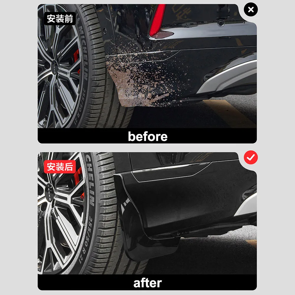 4 Pcs PP Material Mudguard Appearance Modification Accessories Fit For ZEEKR 8X Prevent Sediment Splashing Lossless Installation