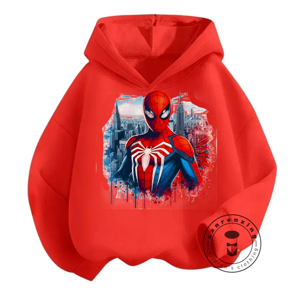 Jump into the Fray with the Avengers Spider-Man Hoodie Ideal Spring Autumn Apparel for Boys Girls with a Cheerful Cartoon Design