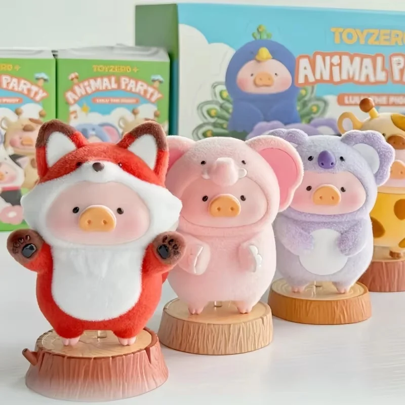 متوفر في المخزون الأصلي لولو الخنزير الحيوان سلسلة الحفلات صندوق أعمى لطيف أصبع عمل الشكل الفيل أنيمي الدمى اللعب الهدايا الساخن