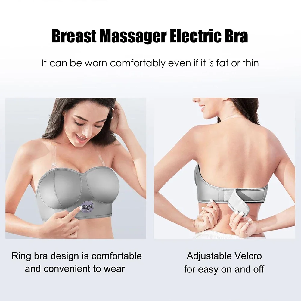 Best Electric Breast Massager Bra Heating Vibration Chest Massage Breast Enhancement Device Promote Big Breast Lifting Firming