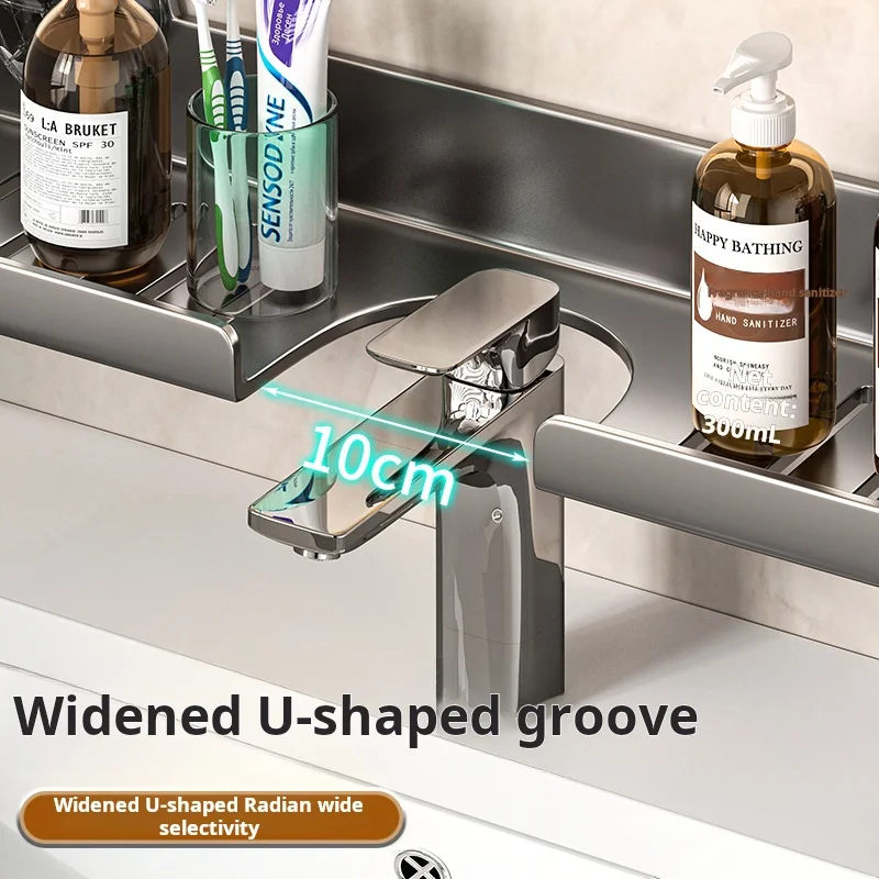 Suction Cup Mirror Front Bathroom Shelf Faucet Washbasin Wall-Mounted Non-Punch Bathroom Shelf