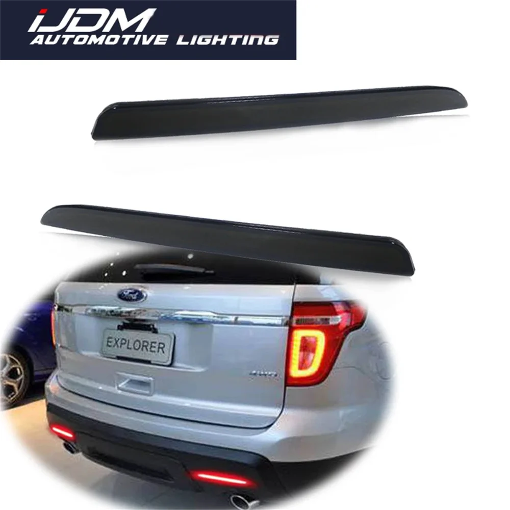 iJDM For 2016-2017 Ford Explorer 3D Optic Red Full LED Rear Bumper Reflector Lights, Function as Tail, Brake & Rear Fog Lamps