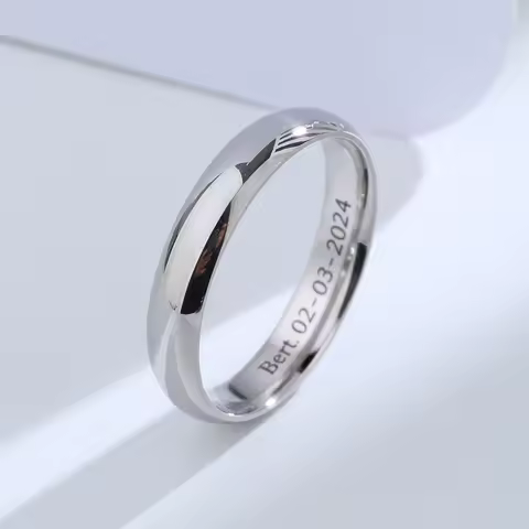 Buyee 925 Sterling Silver Couples Ring Sets Can Engrave Name Simple White Ring Finger for Women Men Fashion Fine Jewelry Circle