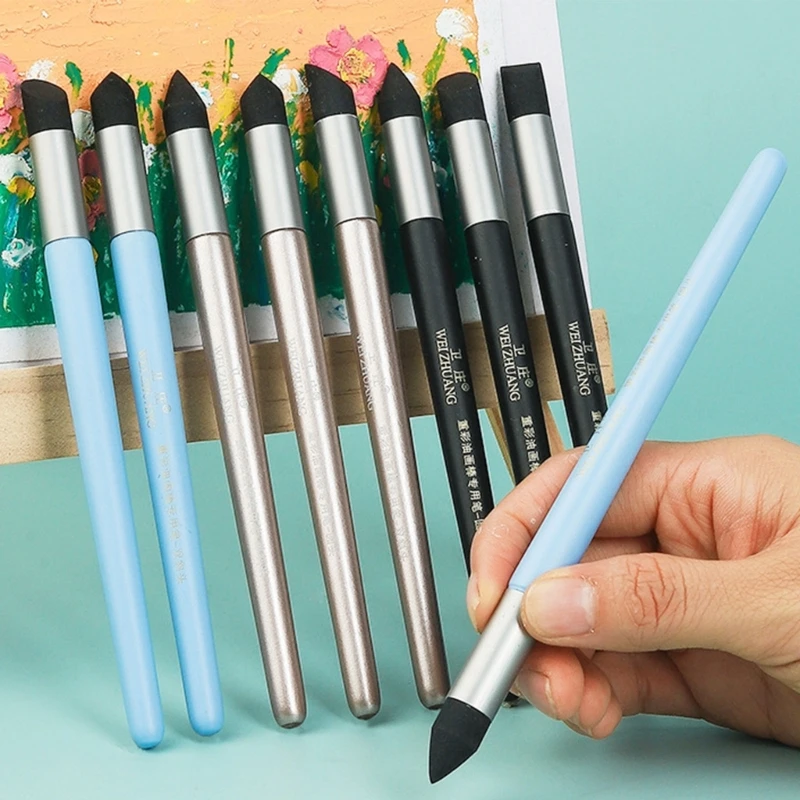 

Artist Color Shaper Tool Paint Brush for Smearing Blending Pastel Blending Tool,Inclined Tip/Round Tip Pastel Blending Tool