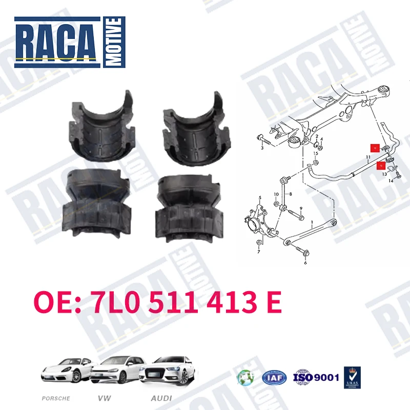 

For Audi Q7 VW Touareg Porsche Cayenne 4PCS Rear Sway Bar Bushing Stabilizer Bar Rubber 7L0511413D 7L0511413E 95533379240