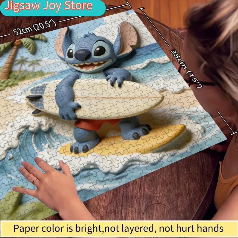 Puzzle 2D, płaskie, Disney, Stitch i Myszka Miki, odpowiednie dla dorosłych - wymagające łamigłówka, nostalgiczne dekoracja na ścianę lub przy łóżku