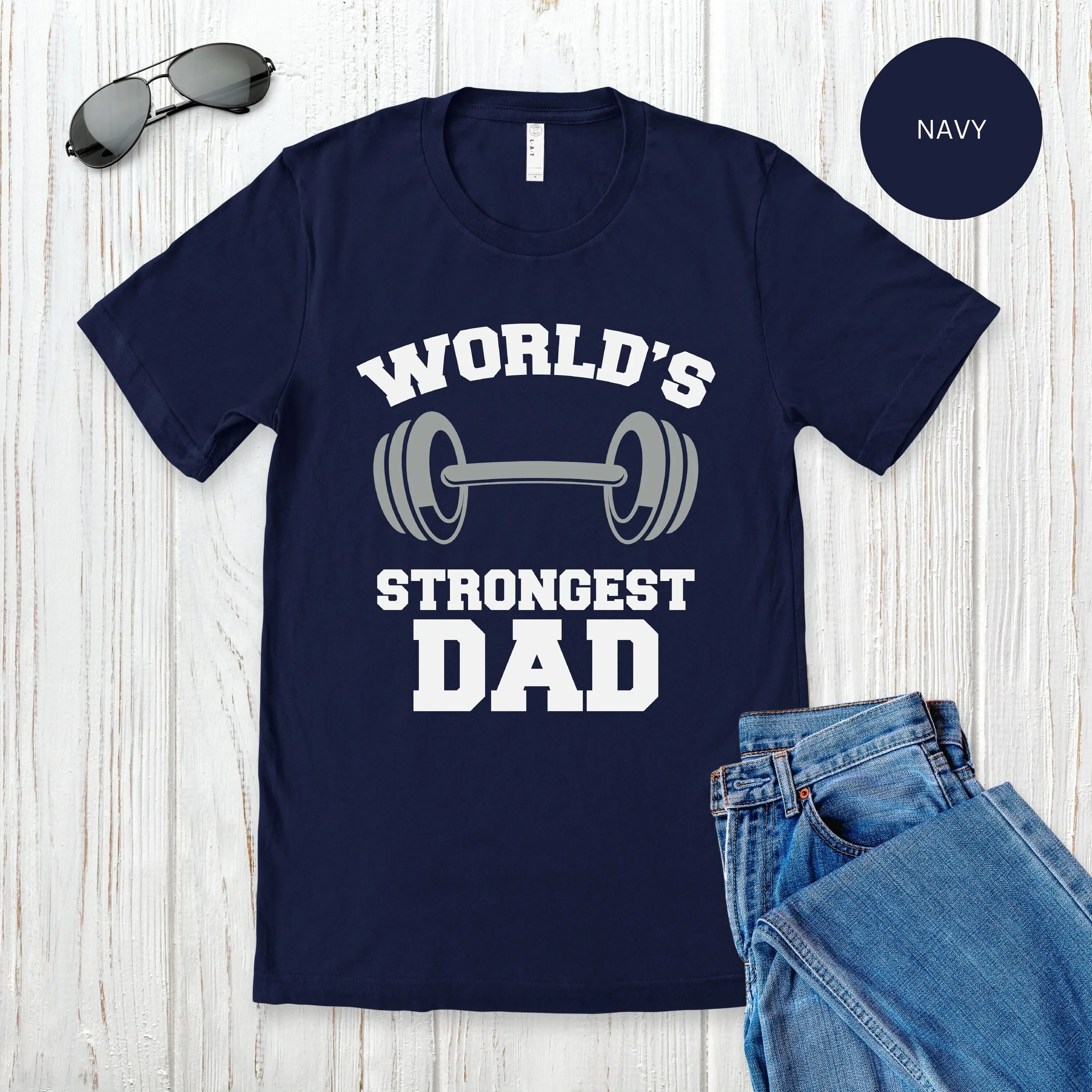Cool Dad T Shirt Strong Fathers Day For Daddy Gym Funny Best Fitness Strongest