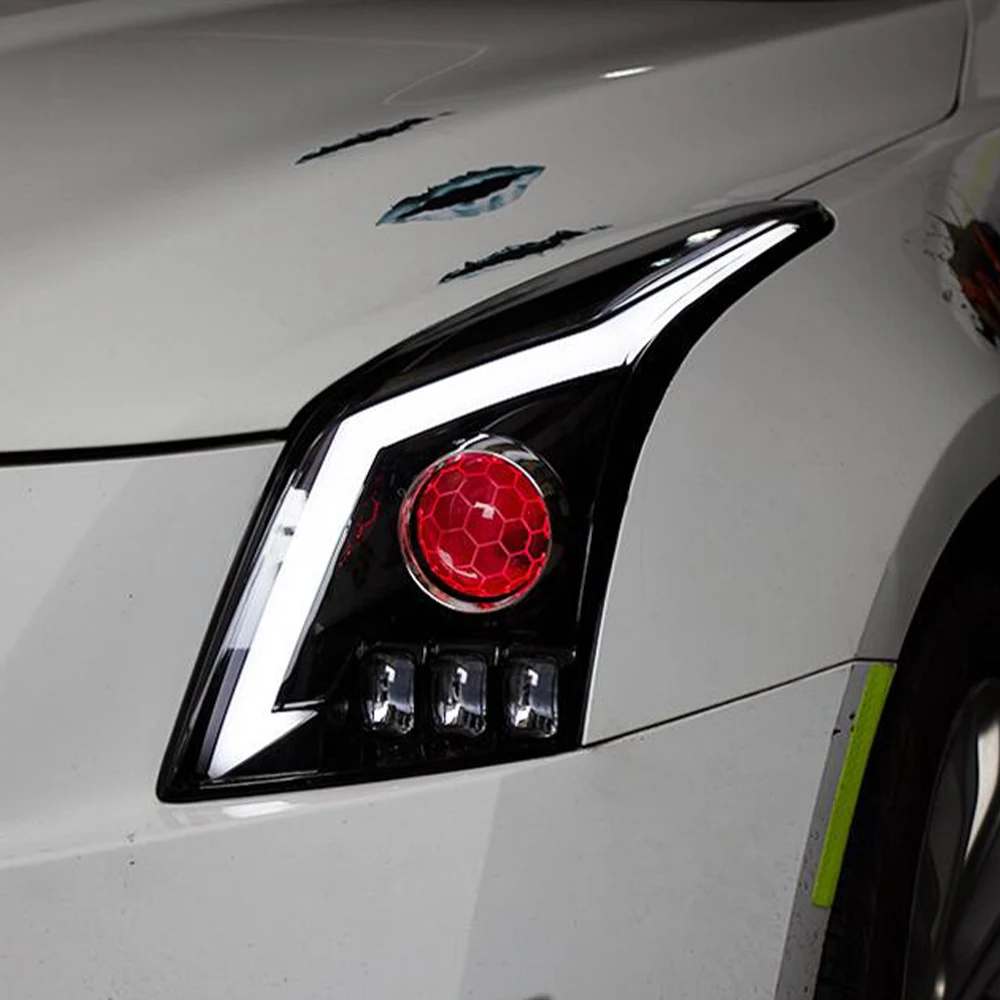

Автомобильные передние фонари для Cadillac ATS 2014-2018, светодиодные автомобильные фары в сборе, обновление, стиль демонов, глаза, линзы проектора, аксессуары для инструментов