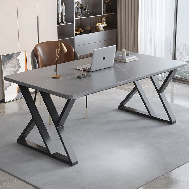 # L ModernRock Board Computer Desk MidCentury Luxury Mesa Para Computador Furniture Design Elegant Interior Gaming Desk