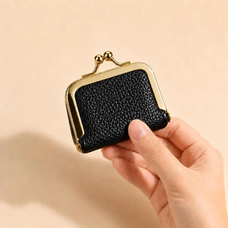 Quadratische Geldbörse aus Leder mit Verschluss, einfarbig, multifunktionale Mini-Schmucktasche, kleine Aufbewahrungstasche für Ohrringe und Accessoires – Detail 2