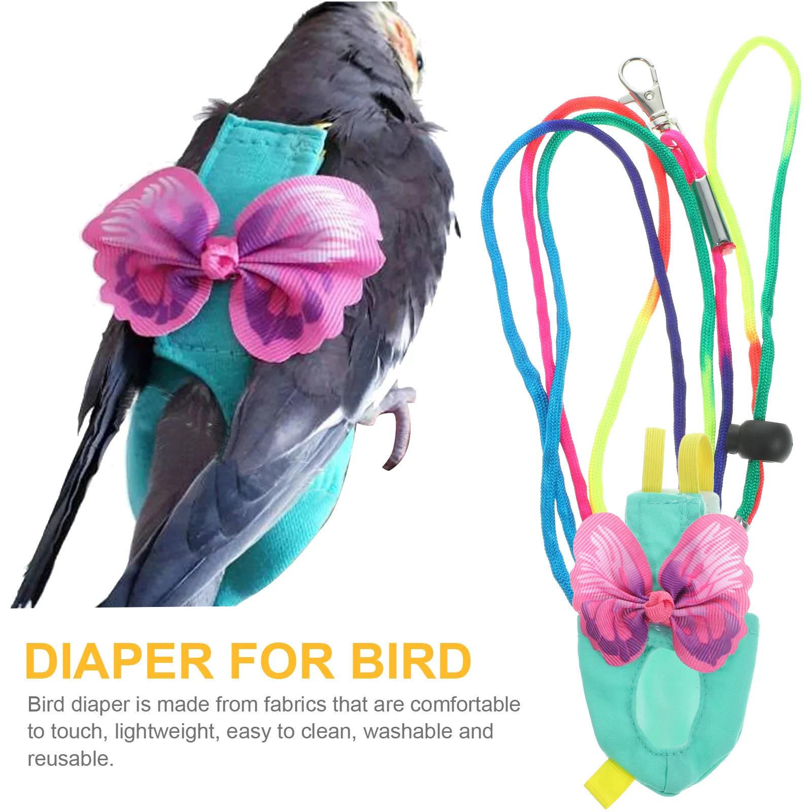 

Parrot Flying Suit Pink Diaper Reusable Cockatiel Clothes Flight Harness Easy Clean Pet Supplies Bird Clothes