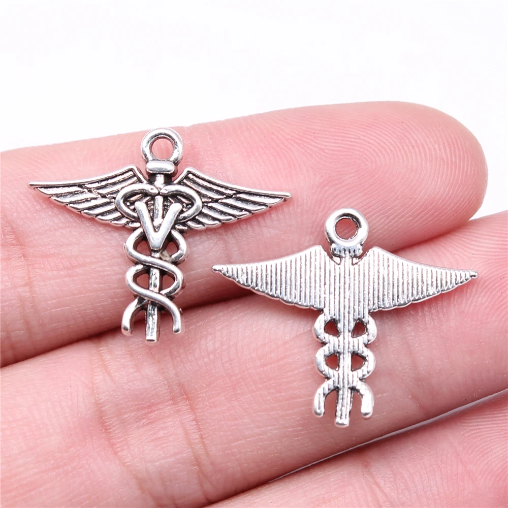 

120pcs Charms 25x20mm Cane Medical Symbol Charms DIY Jewelry Findings Antique Silver Color Charms