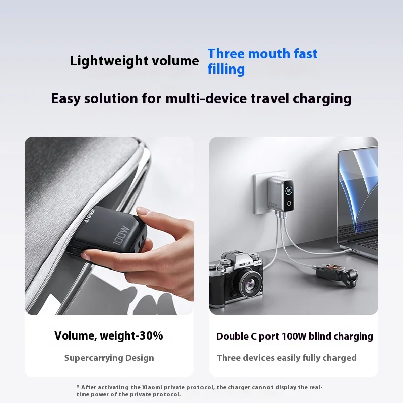 Anker 100W GaN 3-Port Fast Charger Smart Digital Display PD Charging Block For iPhone MacBook Pro Air iPad Xiaomi Galaxy S24