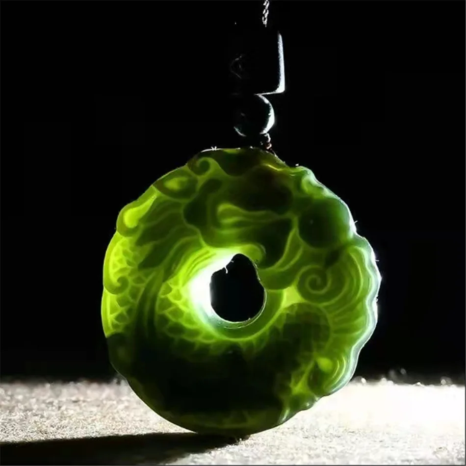 Dragon Pendant Beads Natural Hetian Jade Necklace Charm Quality Neck Ornament Hand-Carved Amulet Jewellery Fine Hewelry