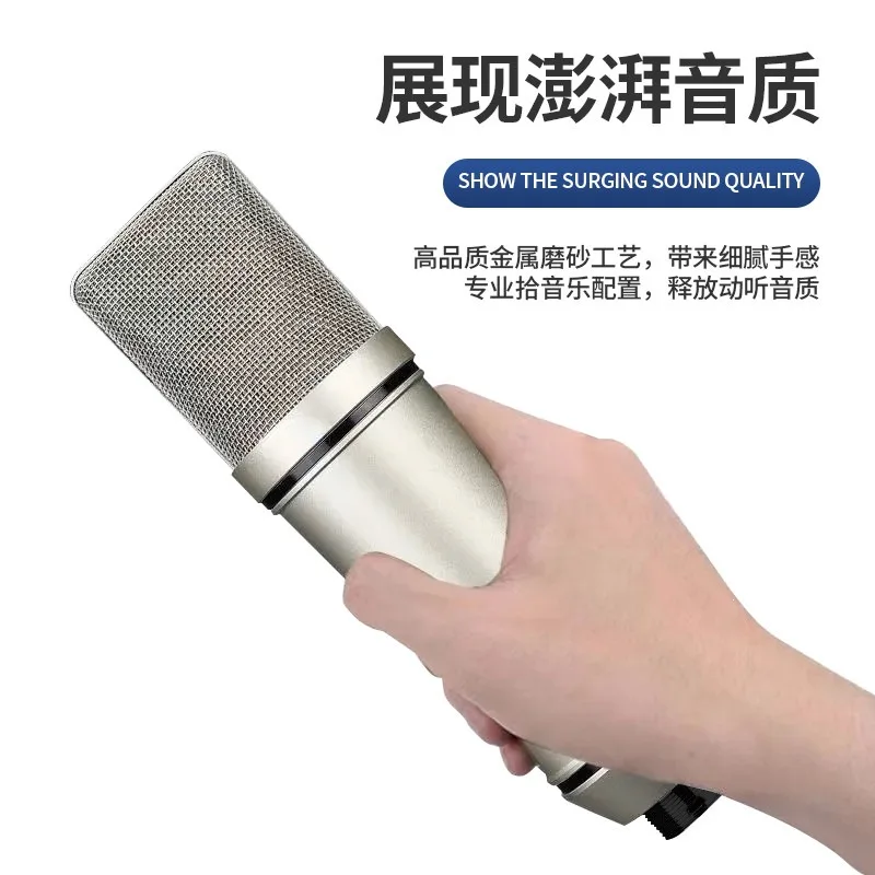Professional Large Diaphragm Microphone, Noise Canceling High Quality K Song Mic for Phone & PC with External Audio Interface