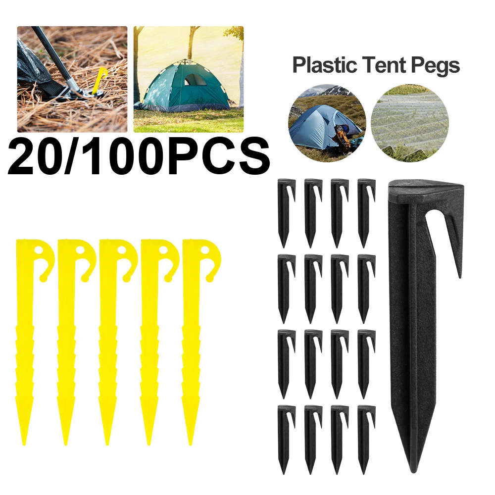 

20/100Pcs Outdoor Camping Tent Pegs Ground Nails Screw Anchor Stakes Pegs Hiking Tent Stakes Pins Tent Accessories Cables Mower