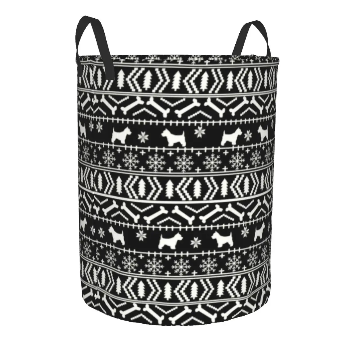 Custom West Highland White Terrier Dog Laundry Basket Collapsible Westie Christmas Holiday Clothes Hamper for Toys Storage Bag