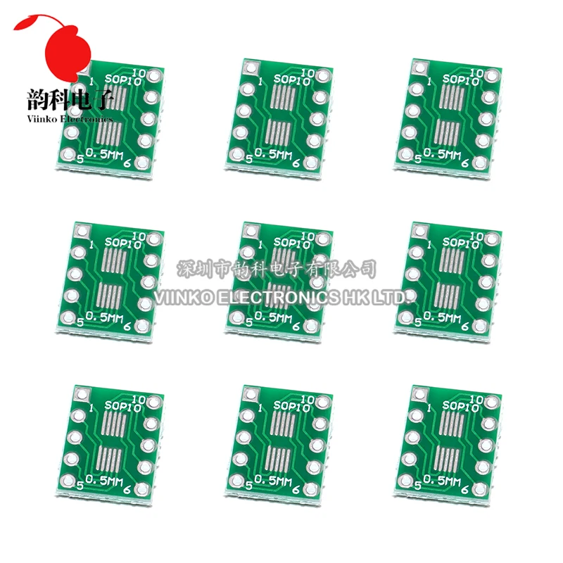 10PCS SOT23 MSOP10 UMAX to DIP10 Transfer Board DIP Pin Board Pitch Adapter