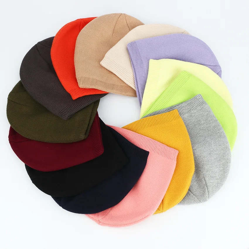 New Unisex Autumn Hat Solid Color Wool Cap Warm Soft Beanies Winter Hat For Women Outdoor Female Skullies Bonnets Gift Wholesale