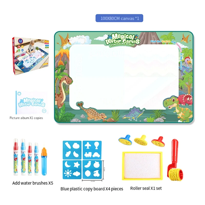 سجادة مائية مائية من ABJV - قابلة لإعادة الاستخدام للأطفال، لعبة رسم، لوحة كتابة ملونة خالية من الفوضى مع نمط عالم الحيوان،