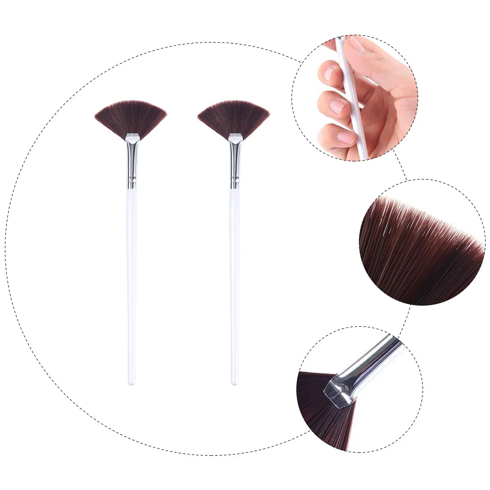 

2 Pcs Fan Mask Brush Facial Masks Women Face Applicator Cream Artificial Fiber Mud Girls Miss