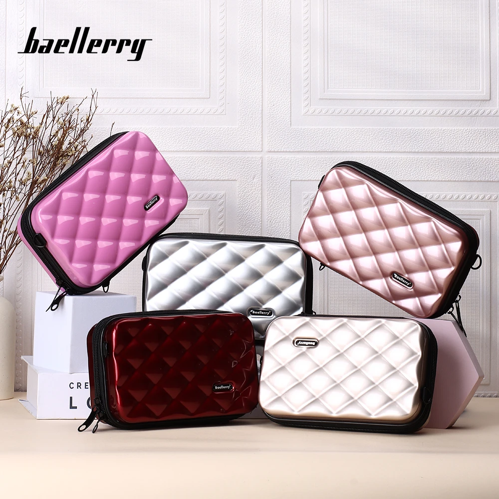 Mini bolsa cosmética para mulheres, forma de bagagem, bolsa de maquiagem, grande capacidade, viagem, fêmea, carteira, ombro, armazenamento crossbody, moda