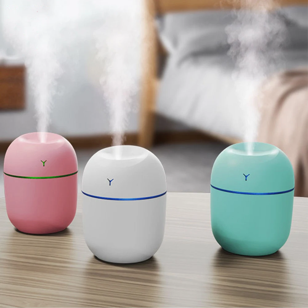 MINI Humidificador de aire portátil de 220ML, difusor de aceites esenciales, Humidificador para el hogar, coche y oficina con lámpara LED de noche, ambientador
