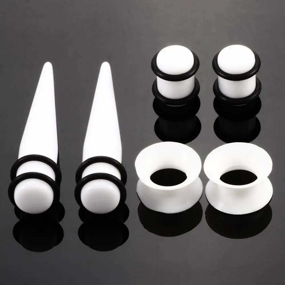 50Pcs Ear Dilation Acrylic Ear Gauge Kit 14G-00G Stretching Ear Stretching Kit Cone‑shaped Smooth Polished Ear Taper Unisex