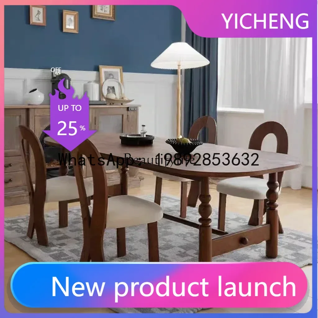 

retro solid wood dining table with a vintage modern minimalist high-end feel