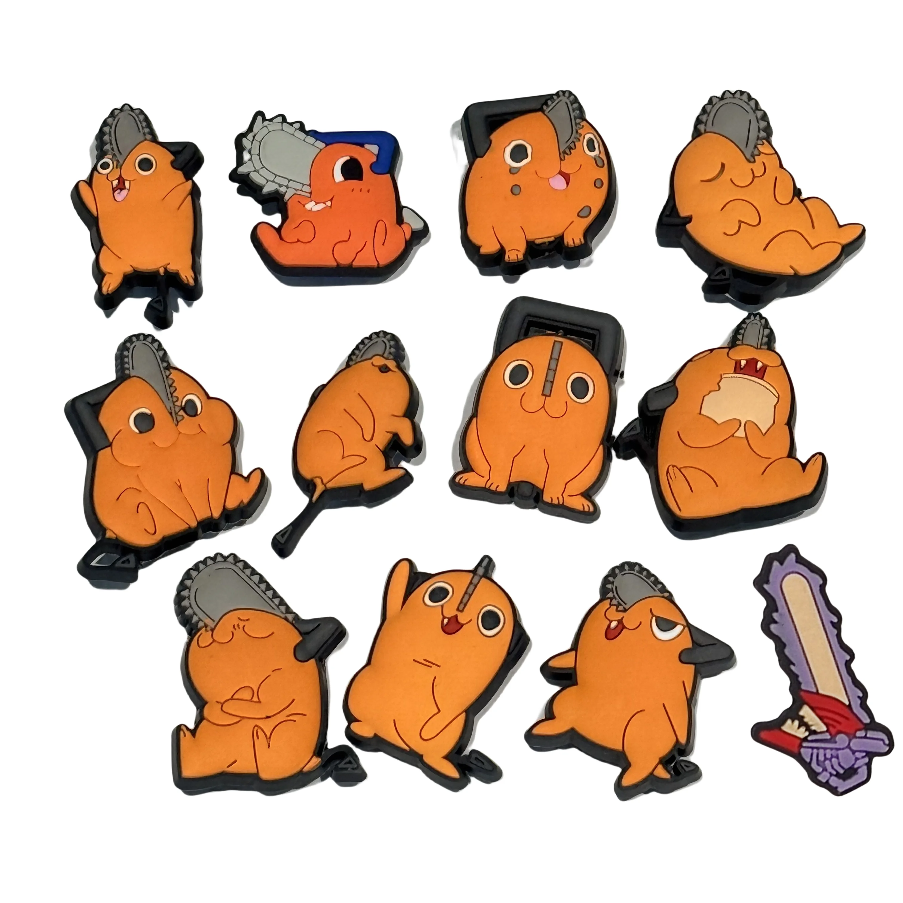 12-50Pcs Chainsaw Cartoon Character PVC Adults Shoes Charms Decorations DIY Bracelet Clog Buckle Fit Birthday Gifts