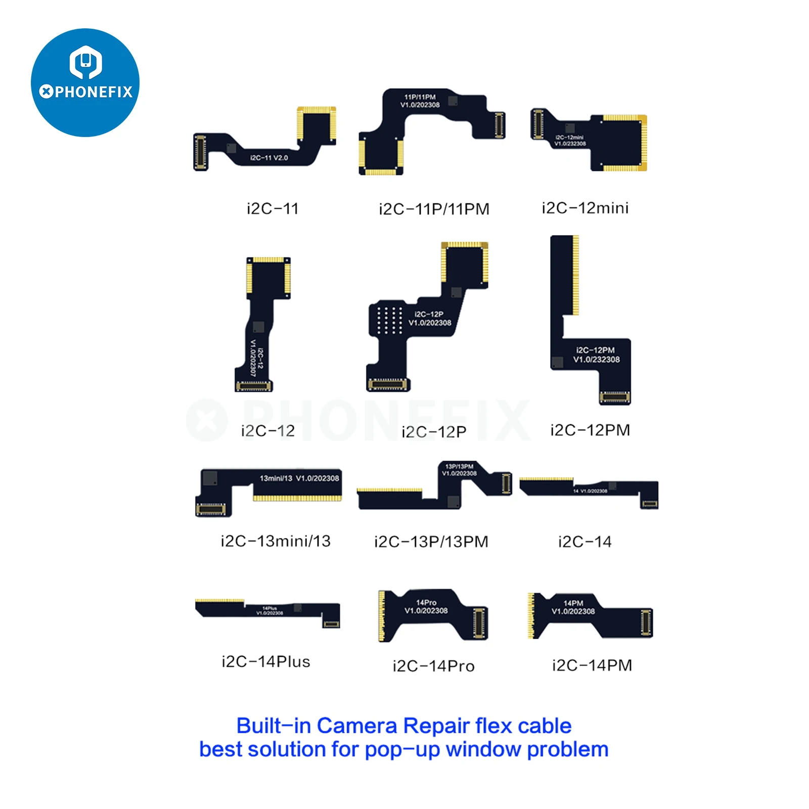 Cable flexible de reparación de cámara trasera integrada I2C I6S para iPhone 11 a 14 Pro Max, elimina partes desconocidas, Mensaje de cámara importante, advertencia