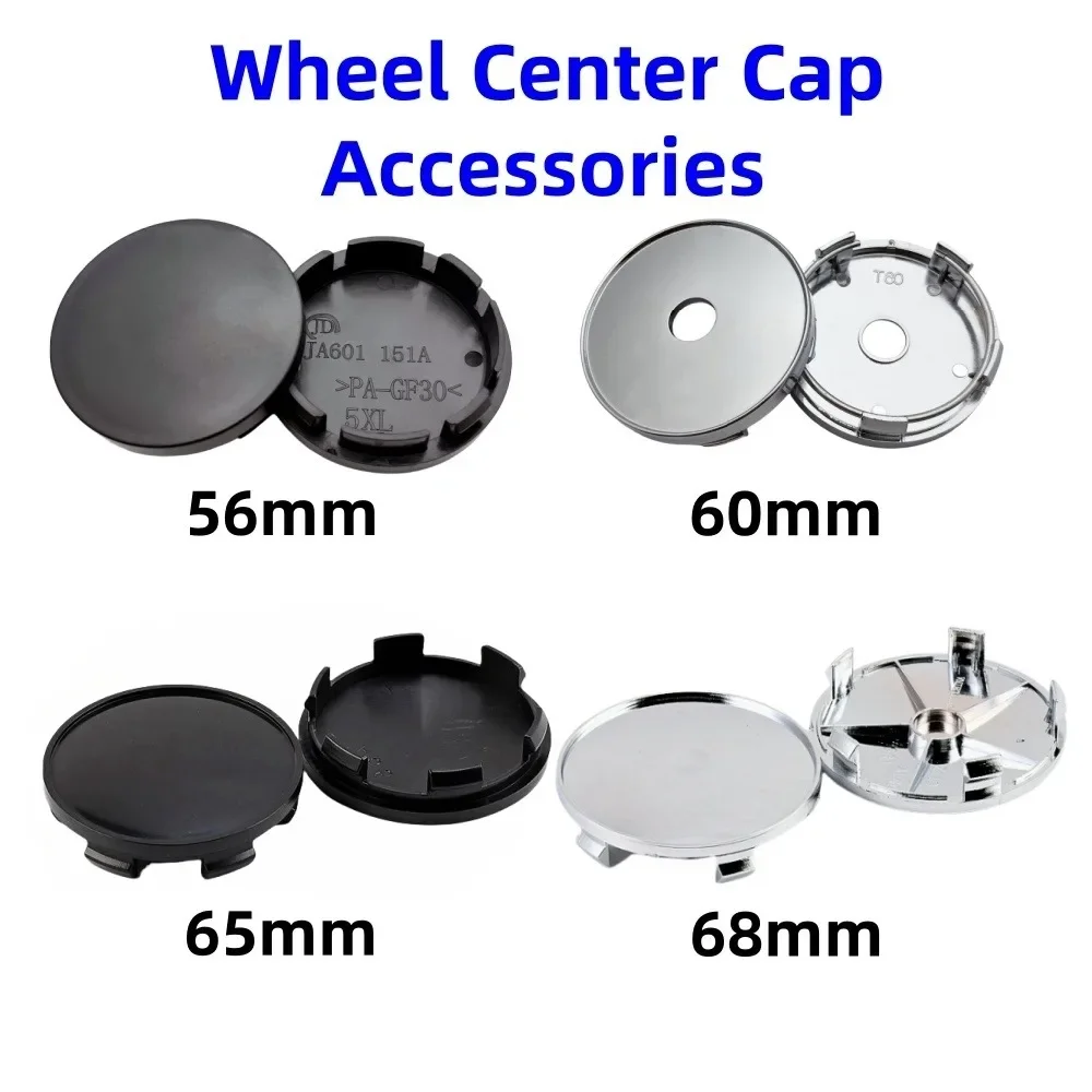 

4pcs Car Black Wheel Hub Center Caps 56mm 60mm 65mm 68mm Rim Cover Auto No Logo Badge Universal Exterior Styling Accessories