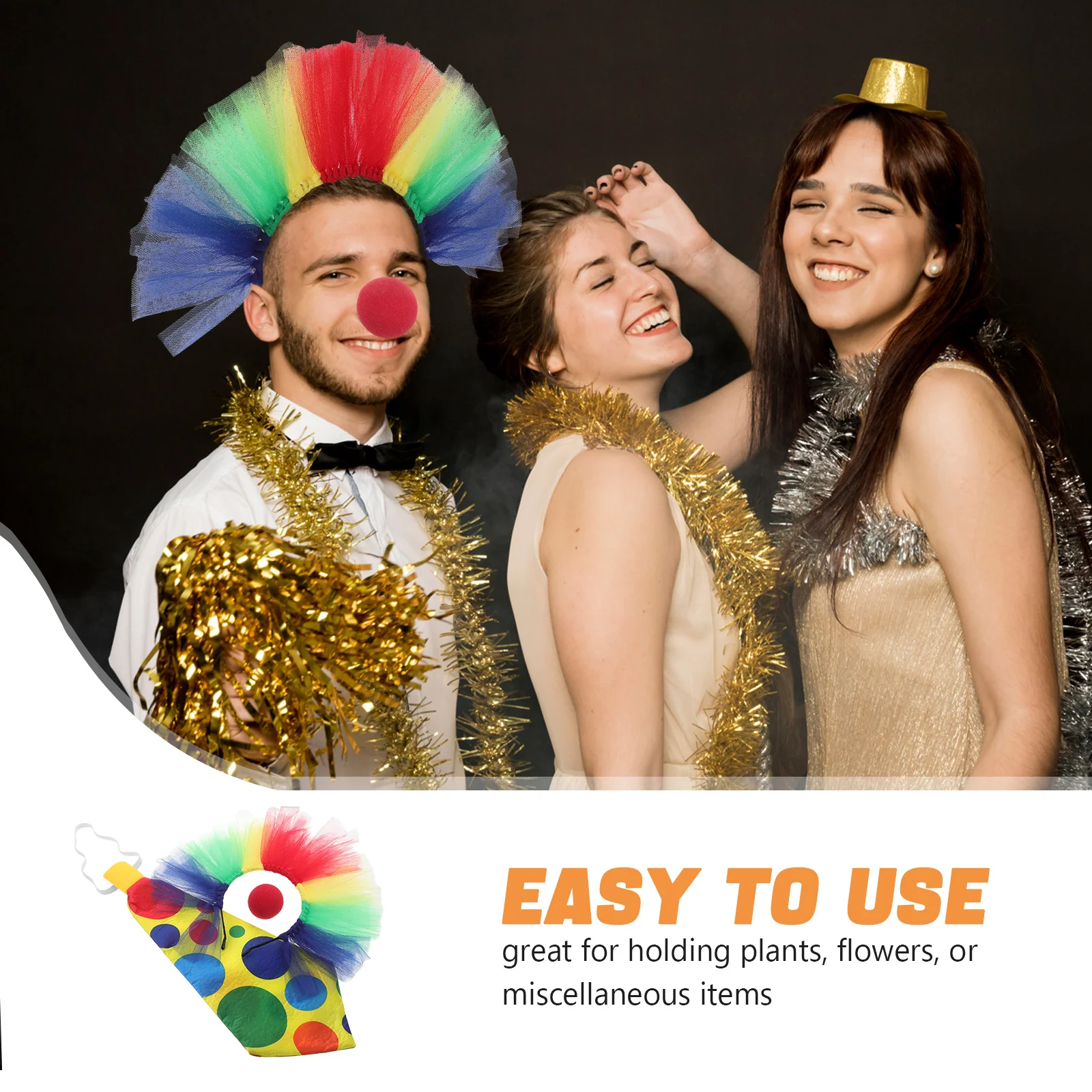 مجموعة واحدة من إكسسوارات المهرج النابضة بالحياة، ربطة عنق من التول بألوان قوس قزح لاستخدام الحفلات التنكرية للهالوين