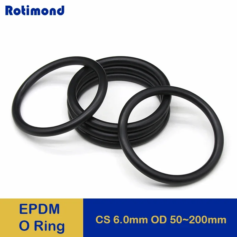 5pcs  EPDM O Ring CS 6mm OD 50 ~ 200mm Black Acid and Alkali Resistance Water Resistance Friction Resistance o-rings