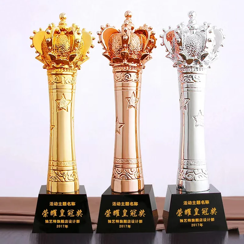 

Custom Crown Crystal Trophy Champions Sports Winner Award Cups Free Engraving LOGO Personalized Gifts Home Decoration