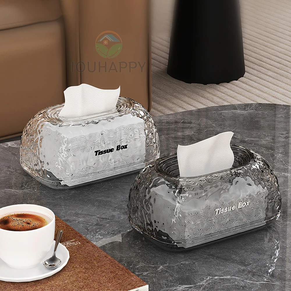 Modern Acrylic Tissue Box Irregular Relief Decor Living Room Desktop Napkin Organizer Paper Napkin Holder Household Storage Box