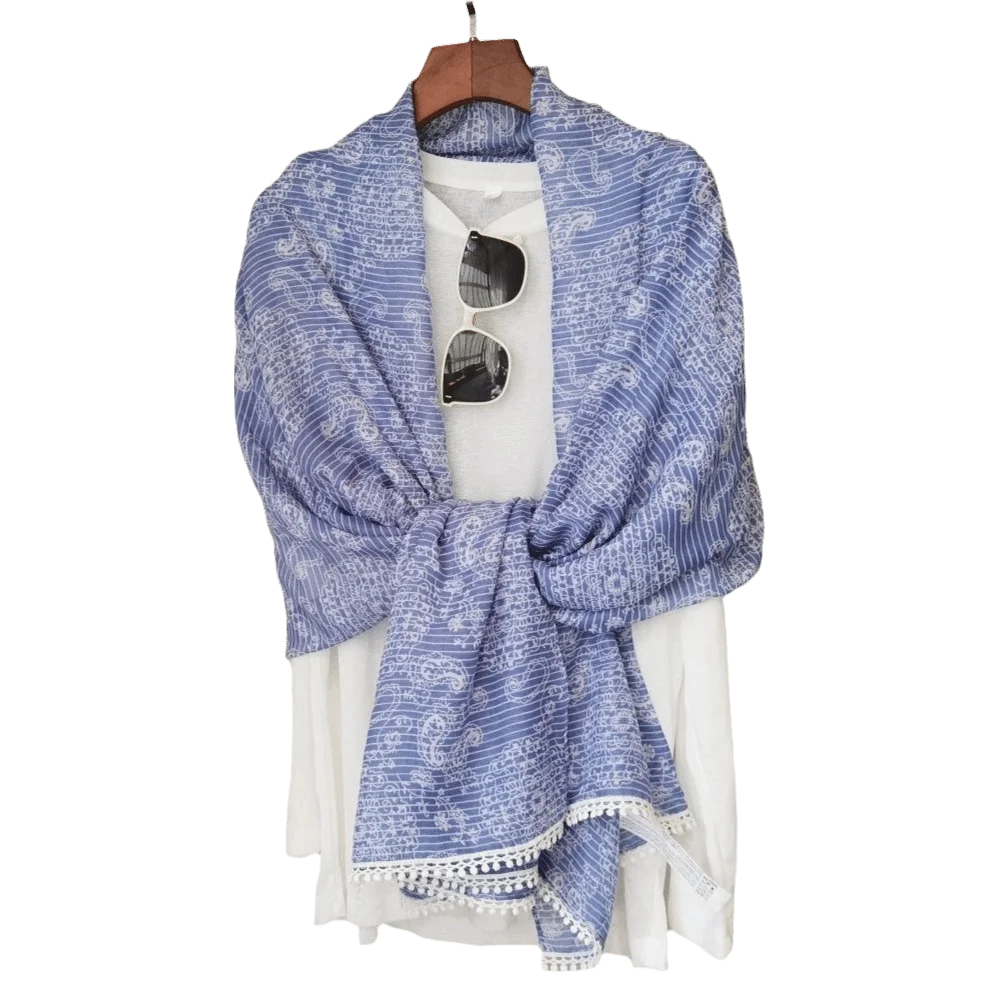 

Fashion Sun Protection Paisley Shawl Head Wraps Floral Sunscreen Shawl Thin Large Beach Scarf Beach