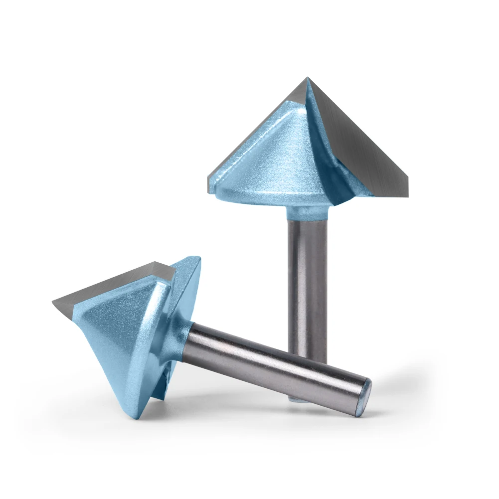 V Groove Template Router Bit, Esquerda e Direita, 6 1, 4Shank, 90 graus