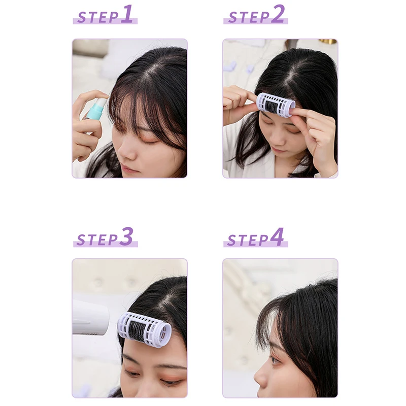 1/3/4Pcs Bang Rollers Self-adhesive Lazy Bangs Roller Hair Curlers Hair Curling Air Bangs Roller Clips Styling Tools